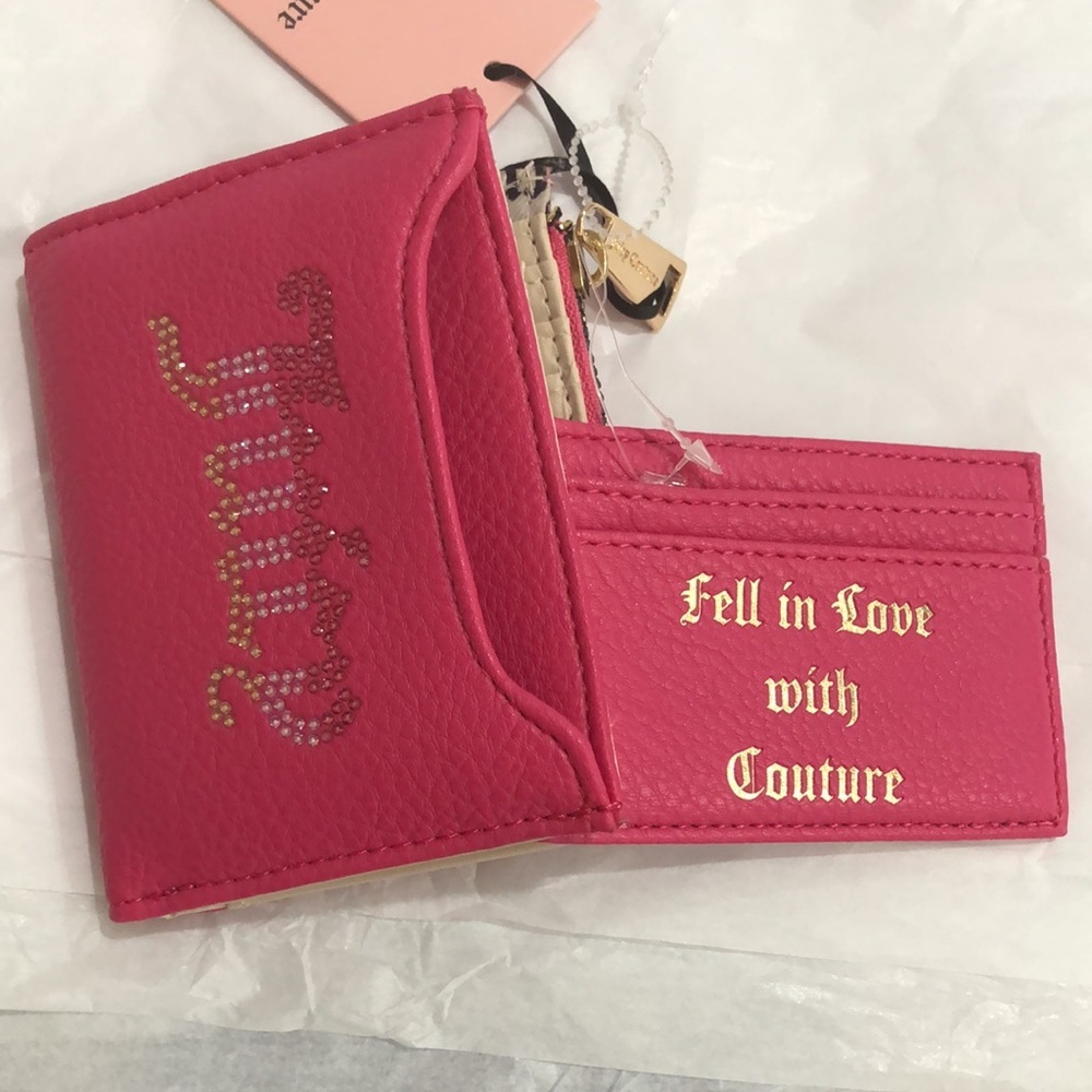 Juicy Couture pink flash breaking the rules bifold wallet with pullout card case